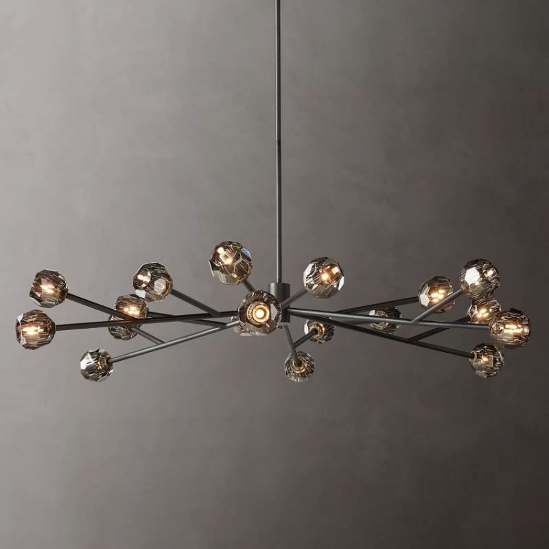 Balle Smoke Crystal Round Chandelier D72"