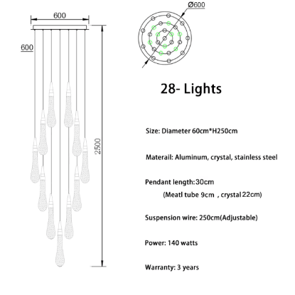 Modern Long Stair Chandelier