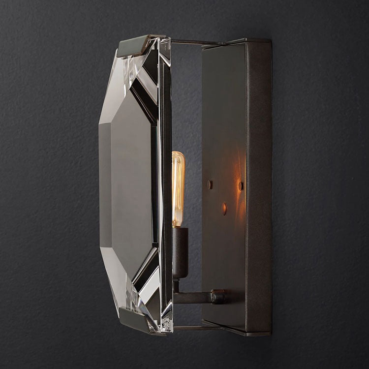 Aulis Faceted Crystal Wall Sconce, Modern Wall Lamp for Bedside