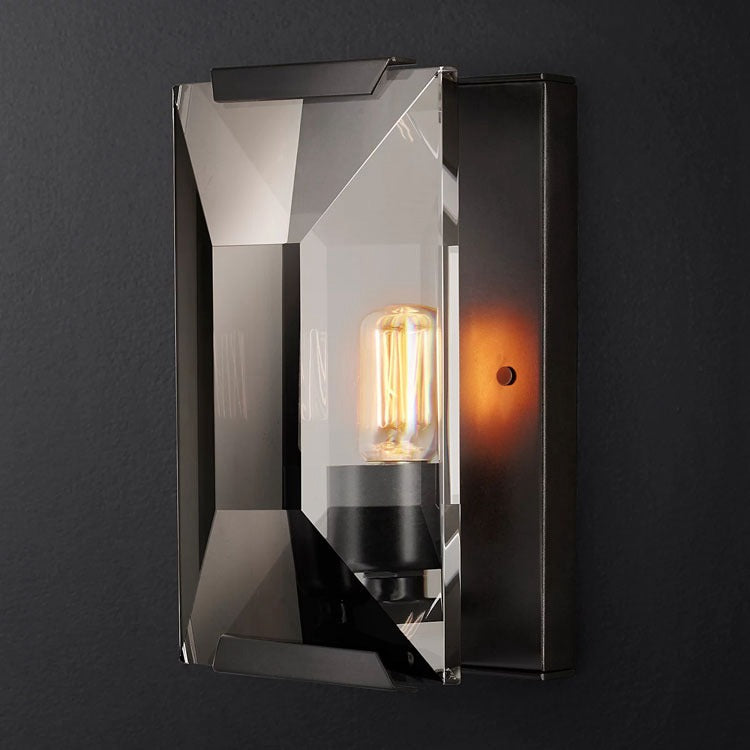 Aulis Faceted Crystal Wall Sconce, Modern Wall Lamp for Bedside