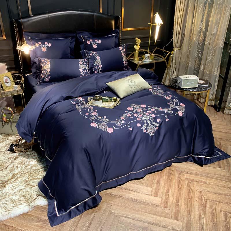 Denim Floral Egyptian Cotton Duvet Set