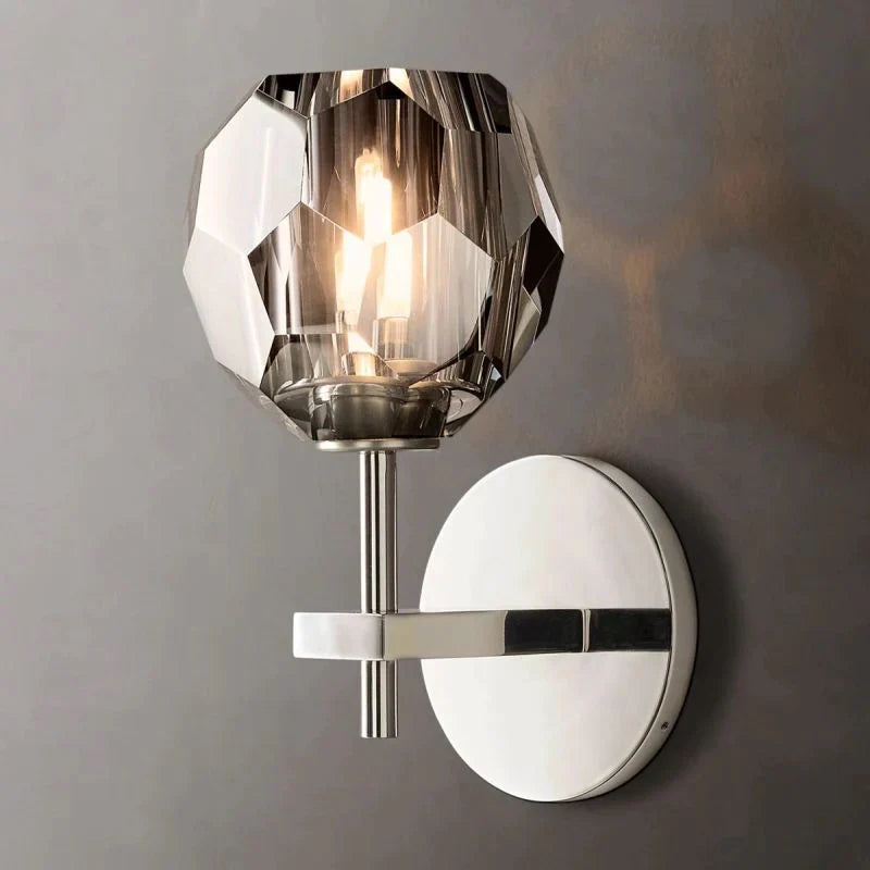 Crystal Ball Wall Lighting Fixtures, Bellanca Smoke Crystal Led Wall Lights for Bedroom