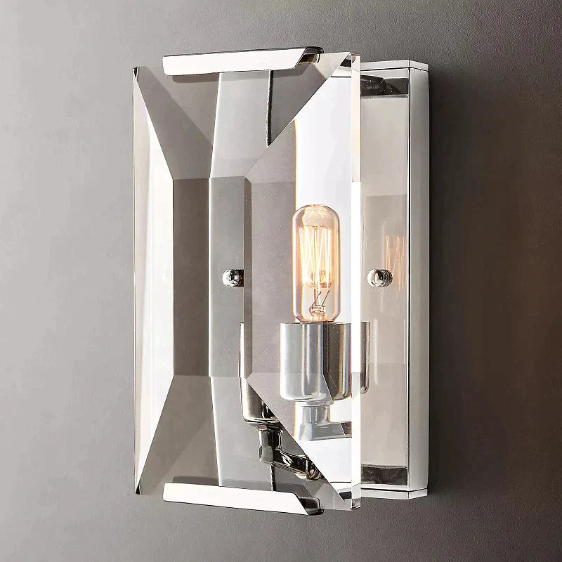 Aulis Faceted Crystal Wall Sconce, Modern Wall Lamp for Bedside