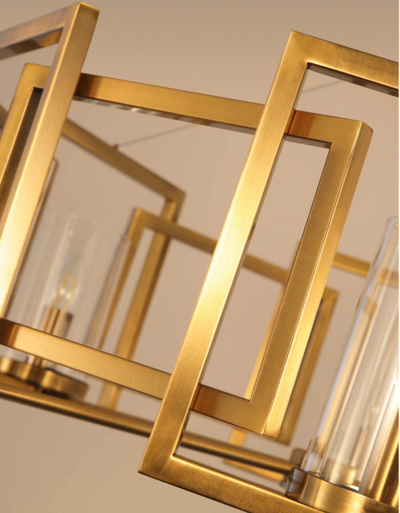 Golden Square Assembled Chandelier