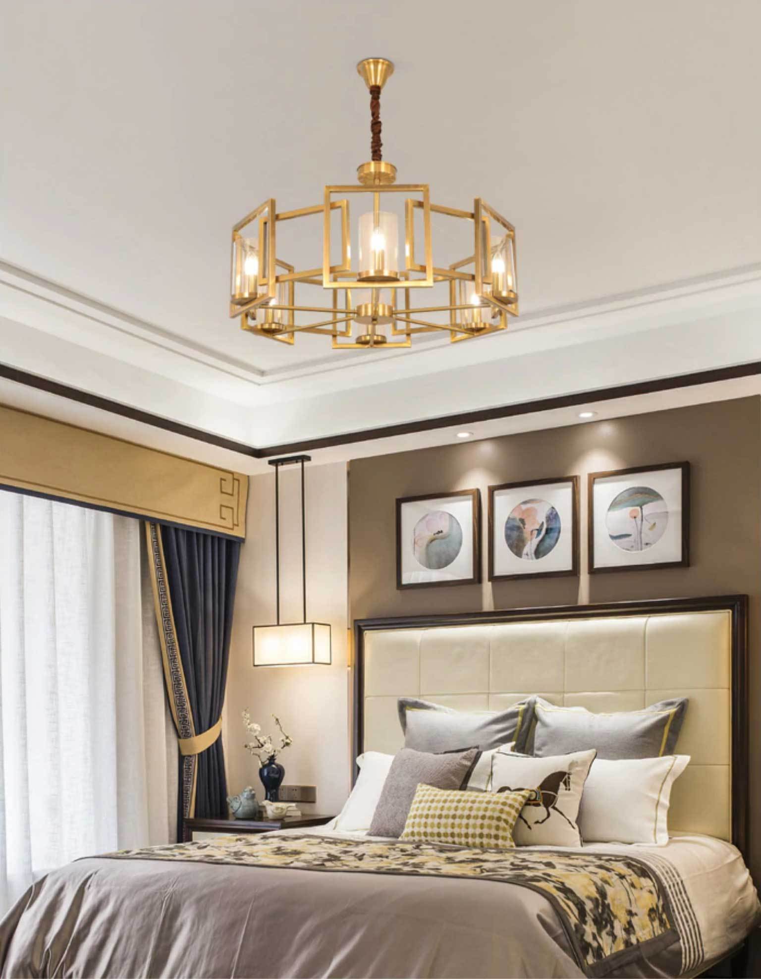 Golden Square Assembled Chandelier