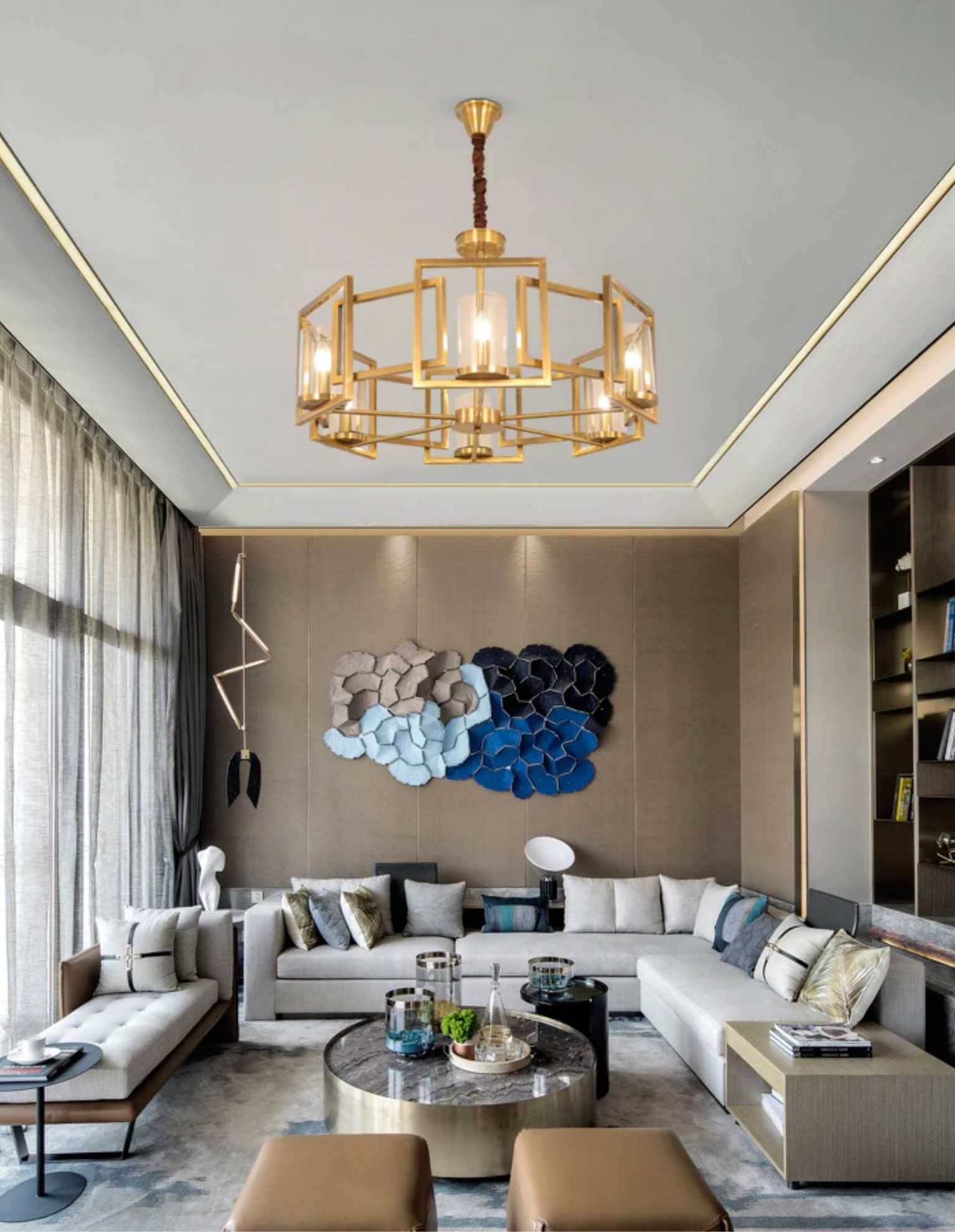 Golden Square Assembled Chandelier