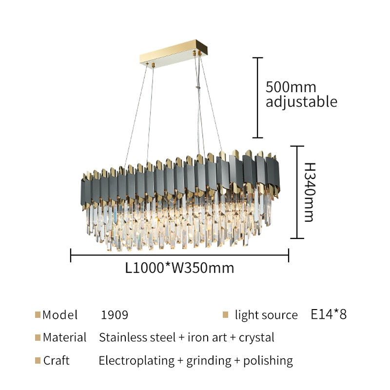 Modern Crystal Rectangular Chandelier