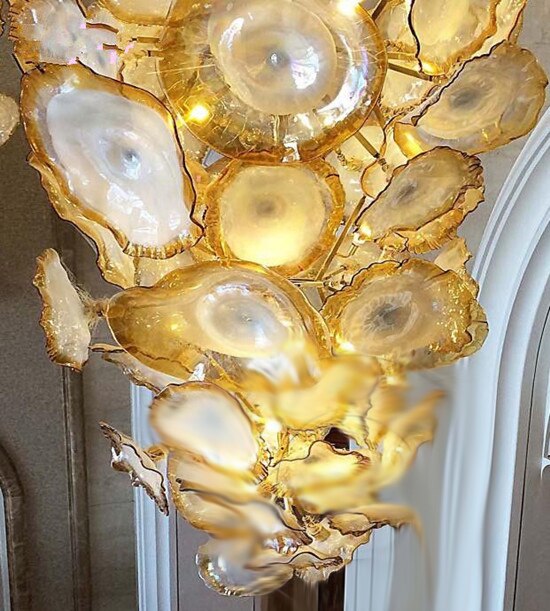 Luxury Large Murano Handmade Blown Glass Chandelier Flower Plate Modern Art  Lighting