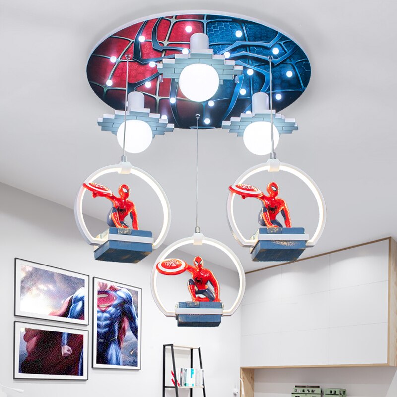 Kids Bedroom Decor Spider Man Figures Chandelier