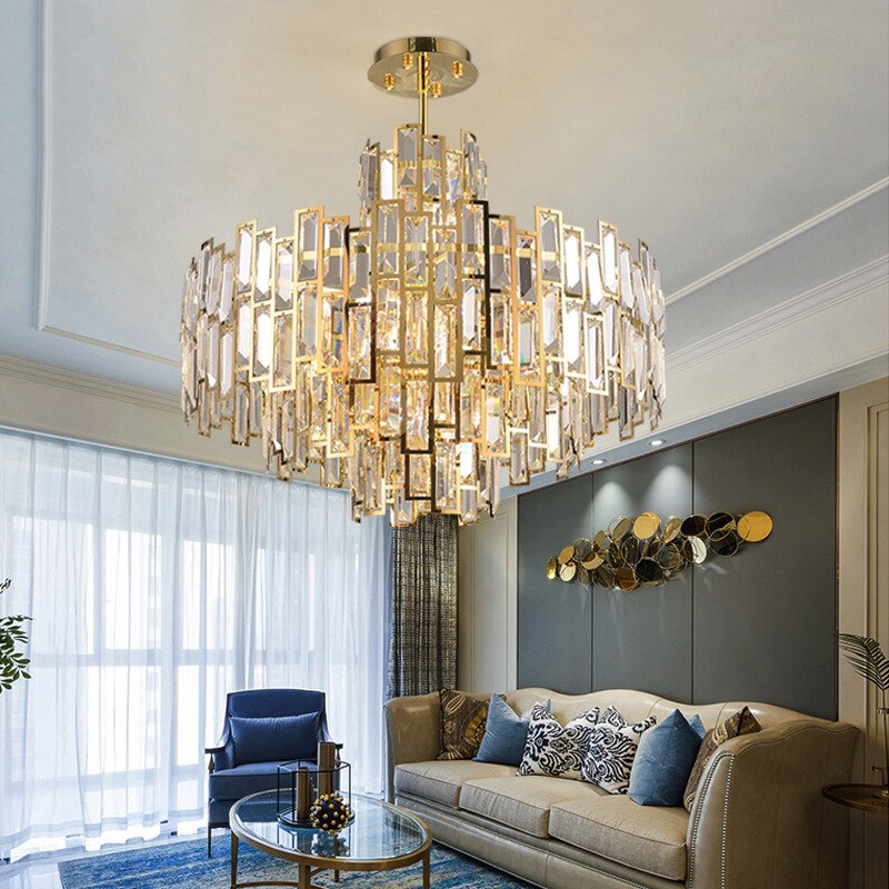 Round Gold Crystal Desinger Chandelier