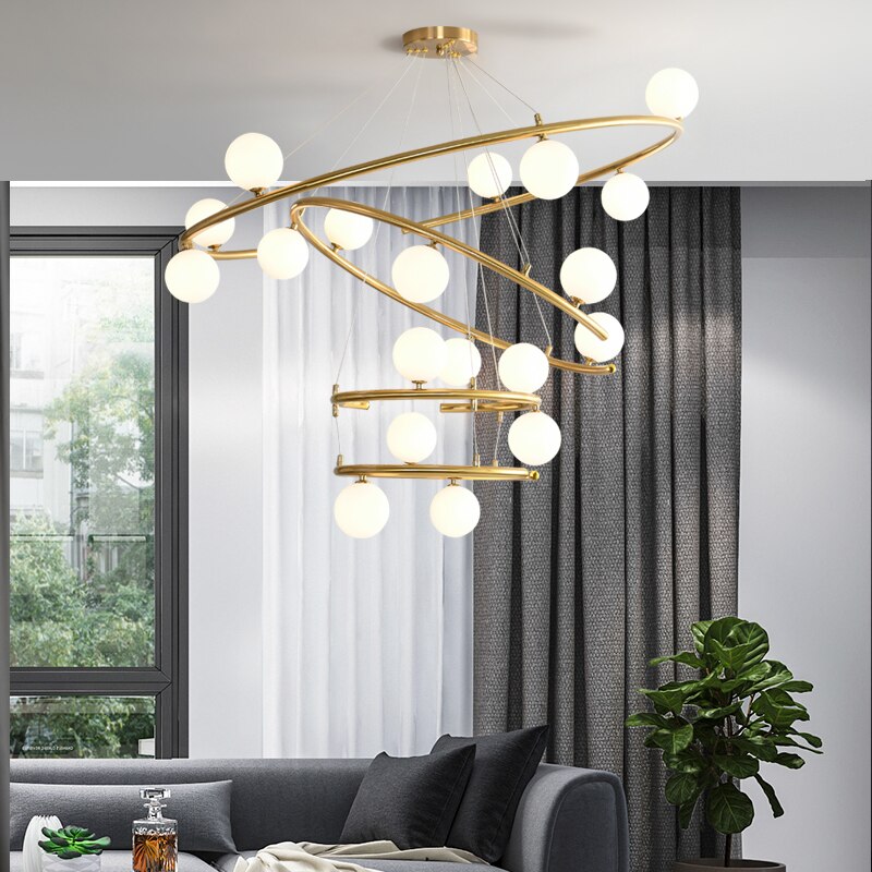 Post-modern Glass Circle Chandelier