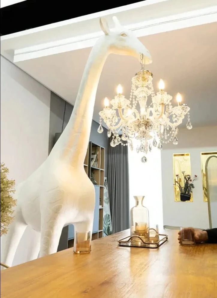 Art Sculpture Giraffe Floor Chandelier - White