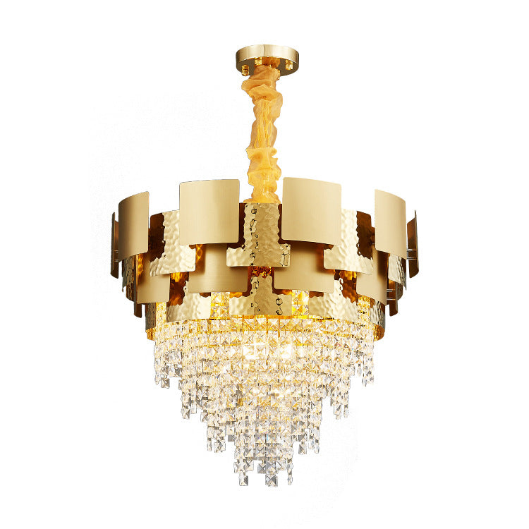 Luxury Rectangular Round Gold High Class Crystal Chandelier