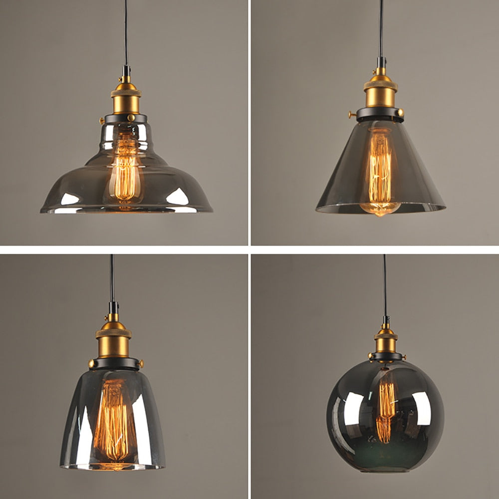 Industrial Retro Smoky Glass Vintage Pendant Lights