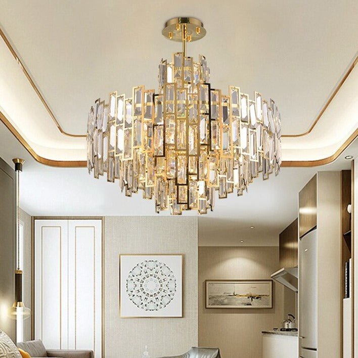 Round Gold Crystal Desinger Chandelier