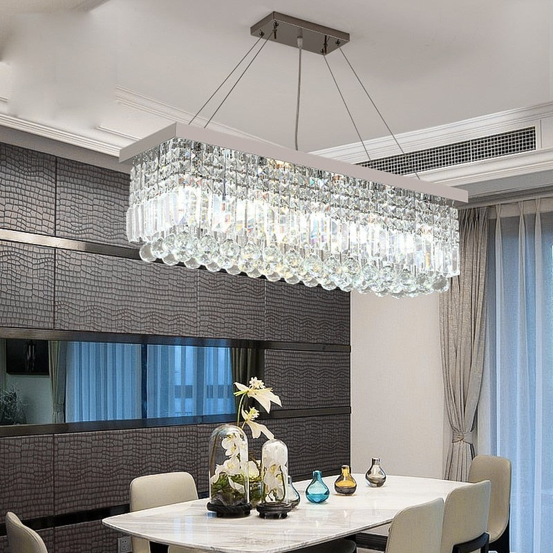 Modern Rectangular Crystal Chandelier