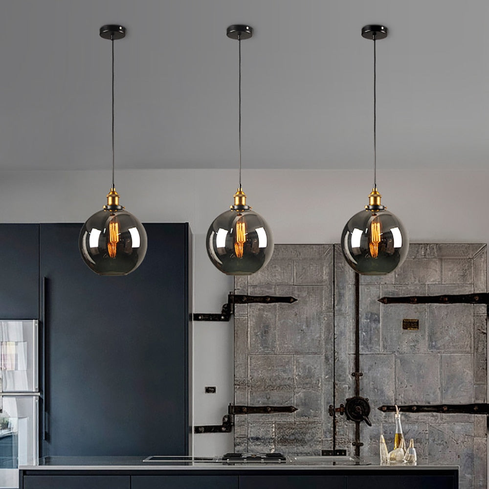 Industrial Retro Smoky Glass Vintage Pendant Lights