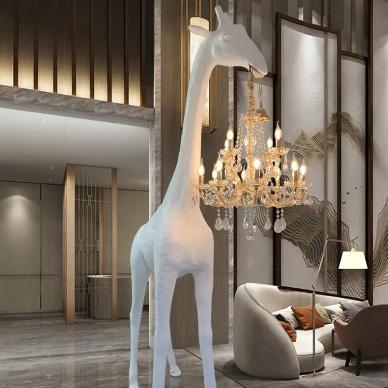 Art Sculpture Giraffe Floor Chandelier - White