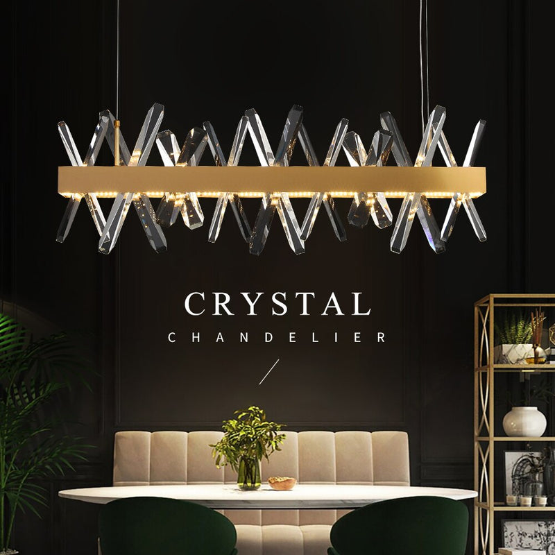 Modern Rectangle Crystal Chandelier For Living Room Dining Room Kitchen Island Hanging Lamp Gold Led Chandeliers Cristal Light