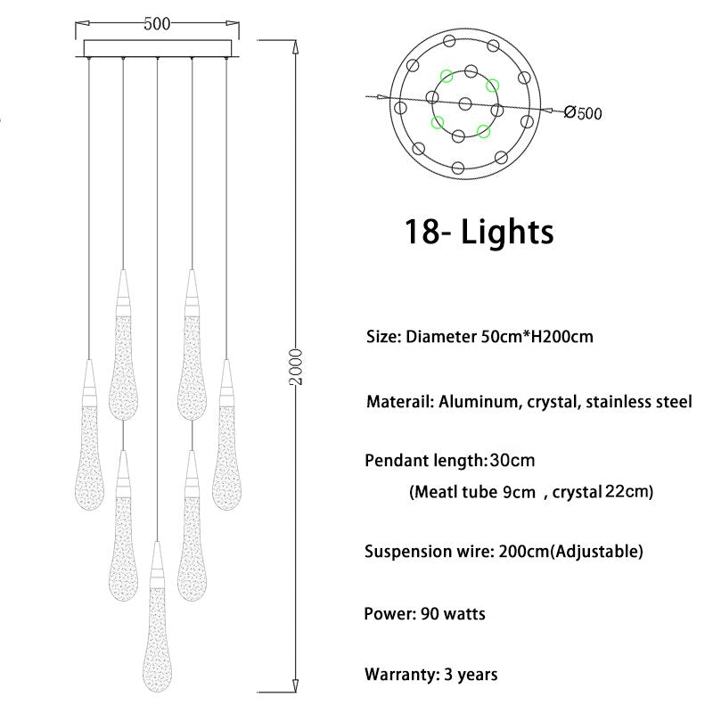 Modern Long Stair Chandelier