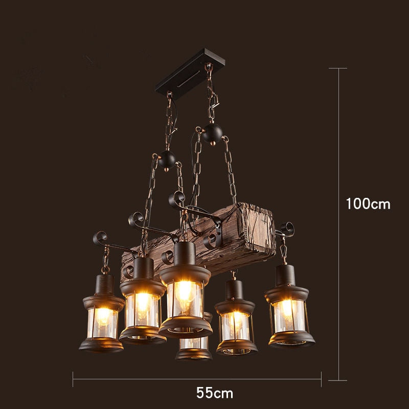 Farmhouse Wood Beam Chandelier