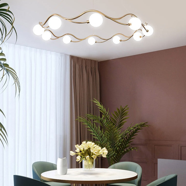 Horizontal Circle Milk White Ball Chandelier