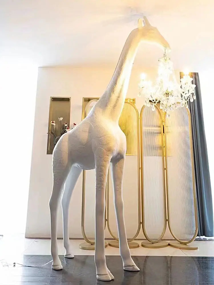 Art Sculpture Giraffe Floor Chandelier - White