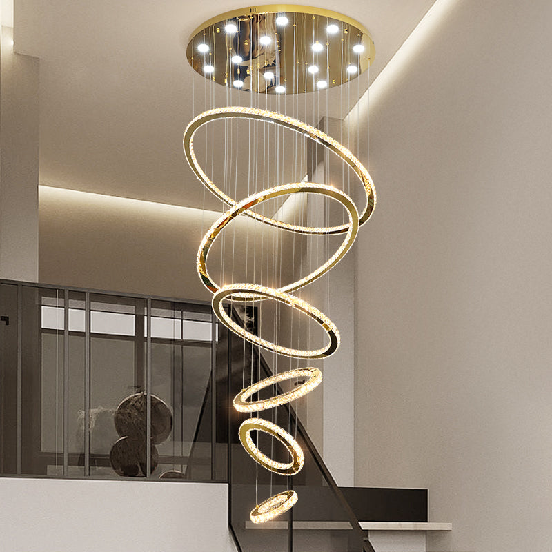 Rings Chandeliers for Loft Villa Duplex Design - Gold