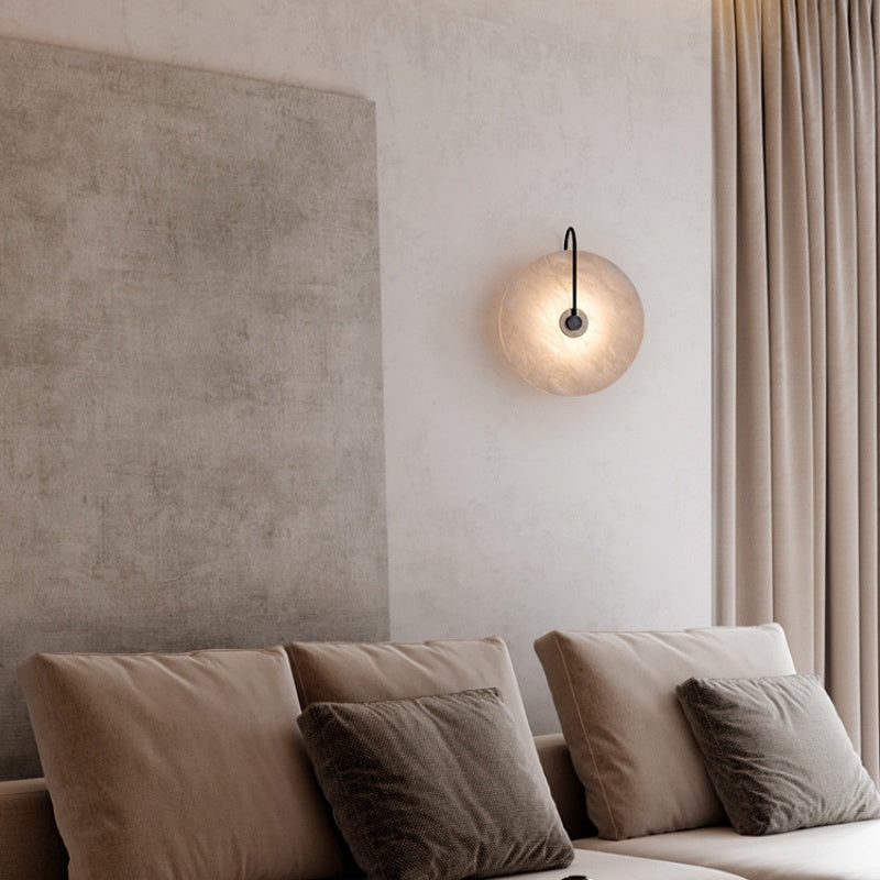 Modern Disc Alabaster Wall Sconce