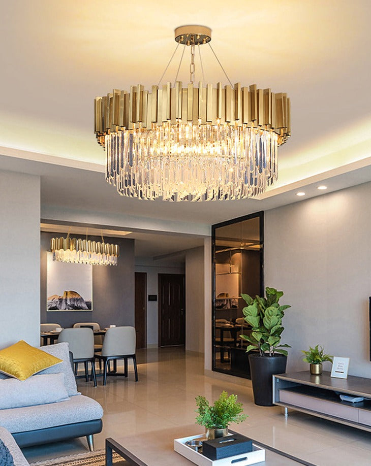 Modern Stainless Steel Luxury Crystal Chandelier