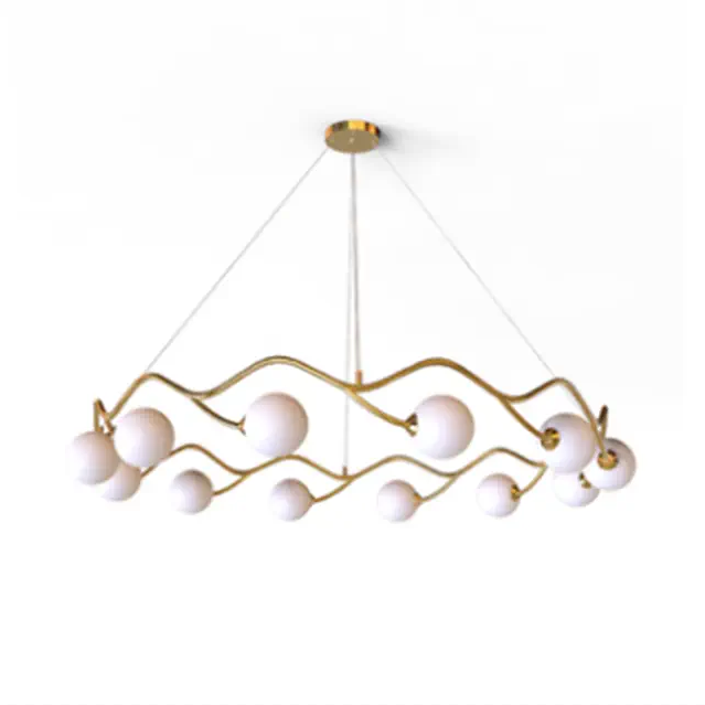 Horizontal Circle Milk White Ball Chandelier