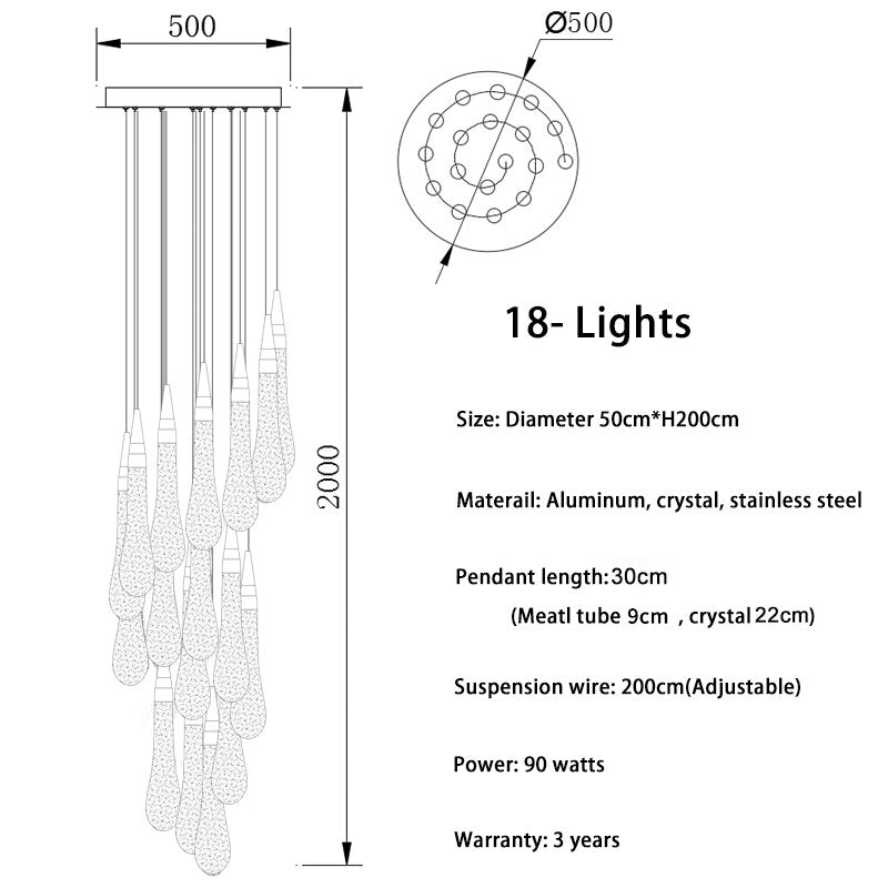 Modern Long Stair Chandelier