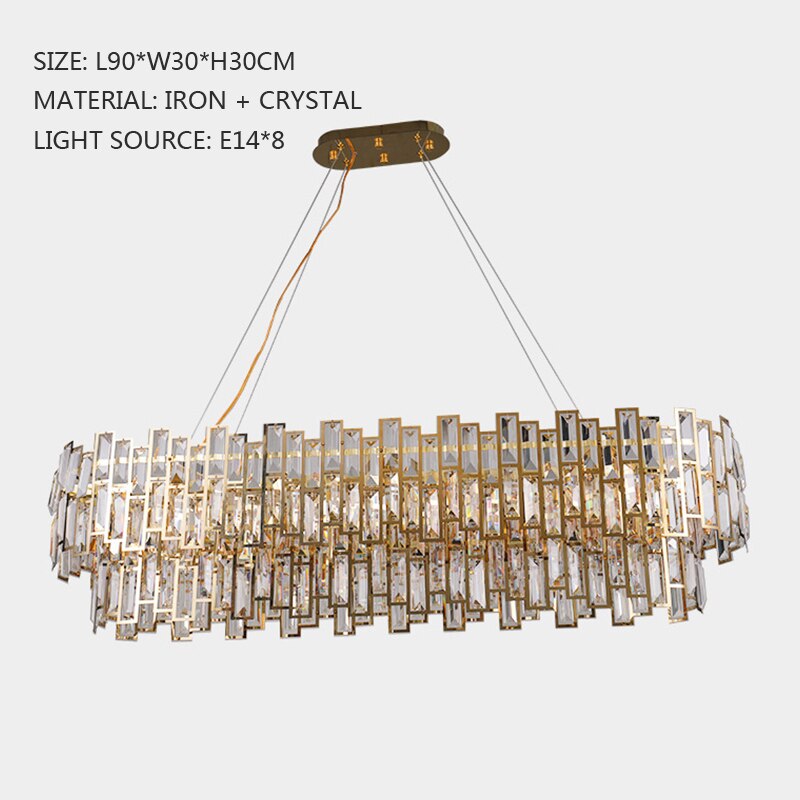 Oval Gold Crystal Desinger Chandelier