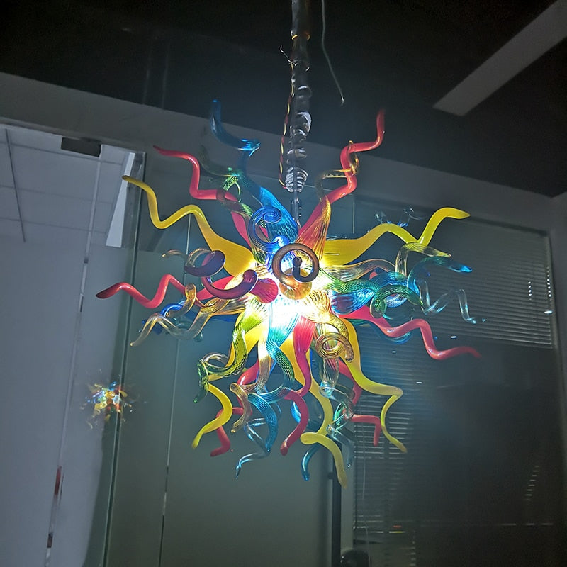 Colorful Handblown Glass Chandelier Hanging Light Fixture