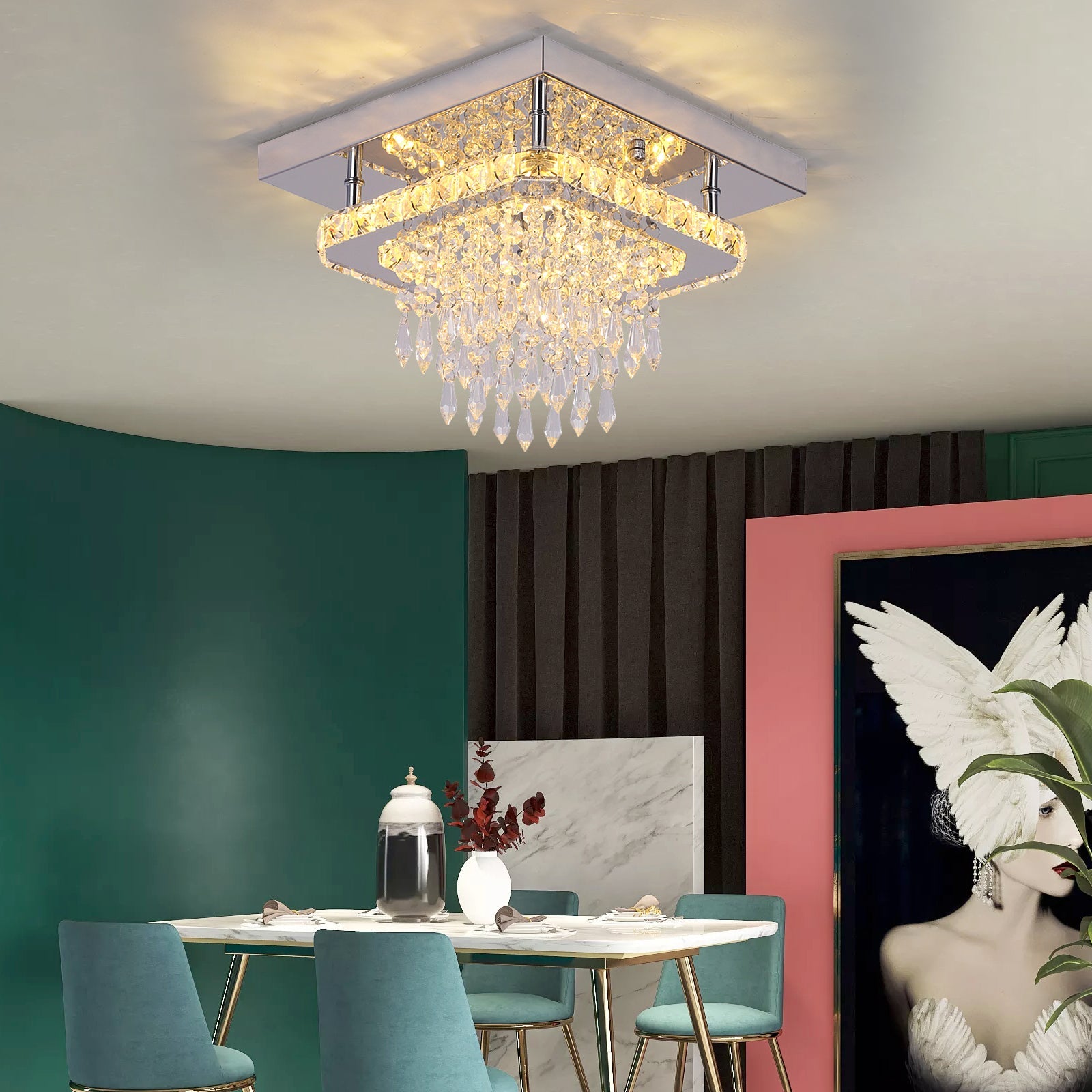 Modern Square Raindrop Ceiling Chandelier