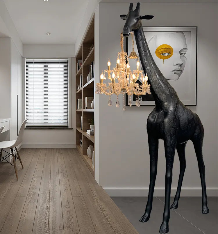 Art Sculpture Giraffe Floor Chandelier - Black