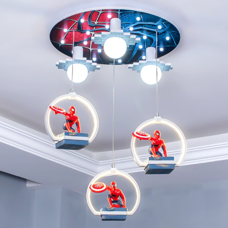 Kids Bedroom Decor Spider Man Figures Chandelier