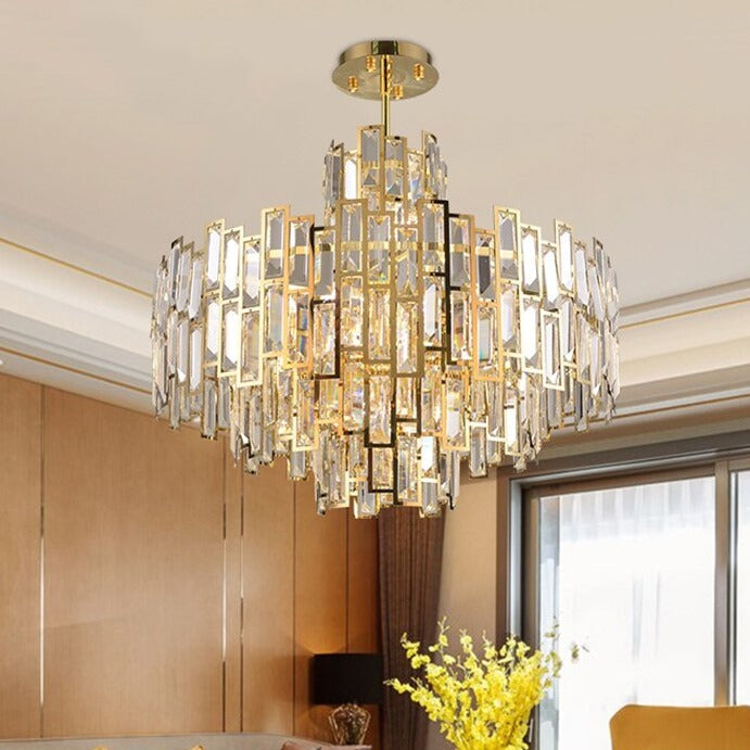 Round Gold Crystal Desinger Chandelier