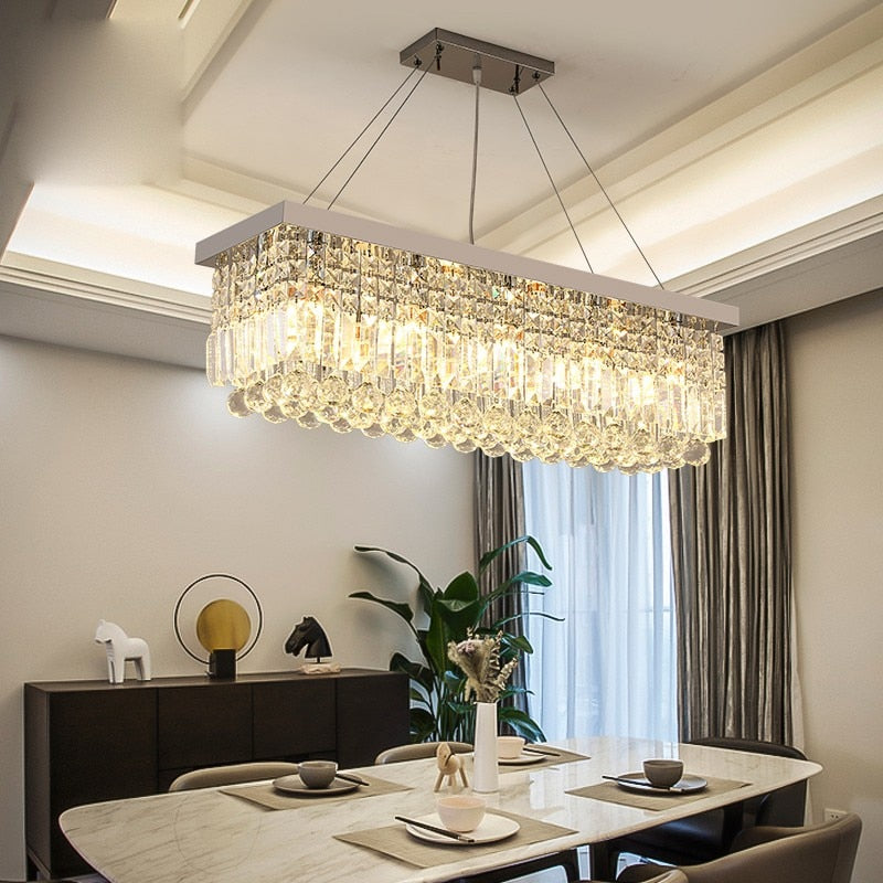 Modern Rectangular Crystal Chandelier