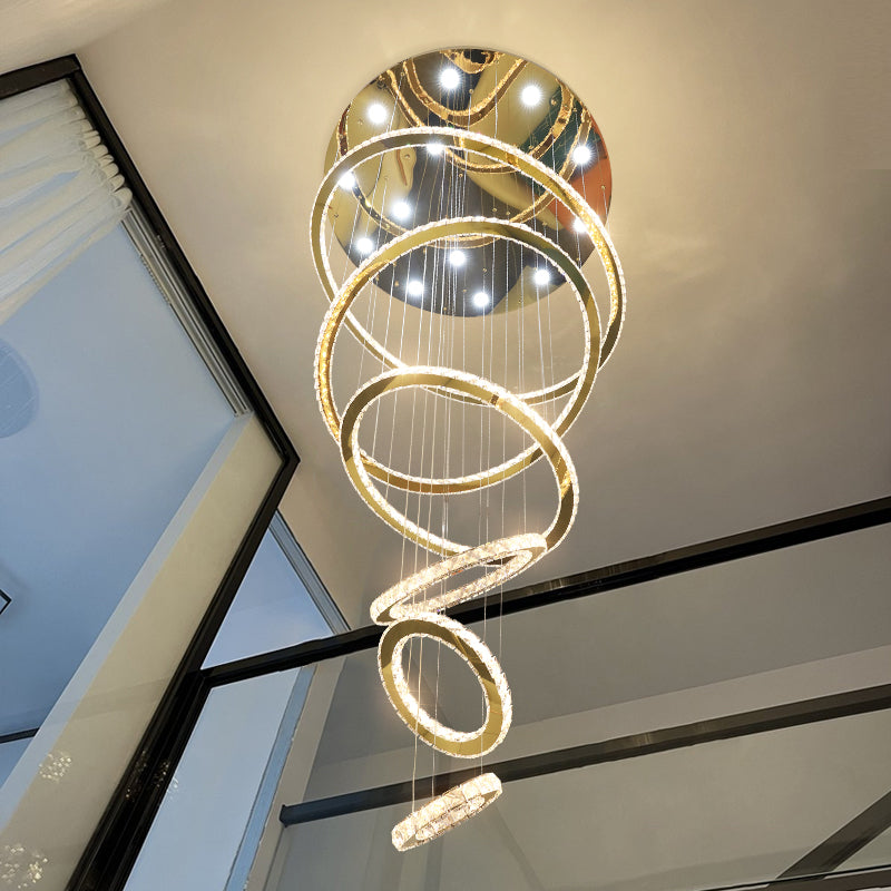 Rings Chandeliers for Loft Villa Duplex Design - Gold