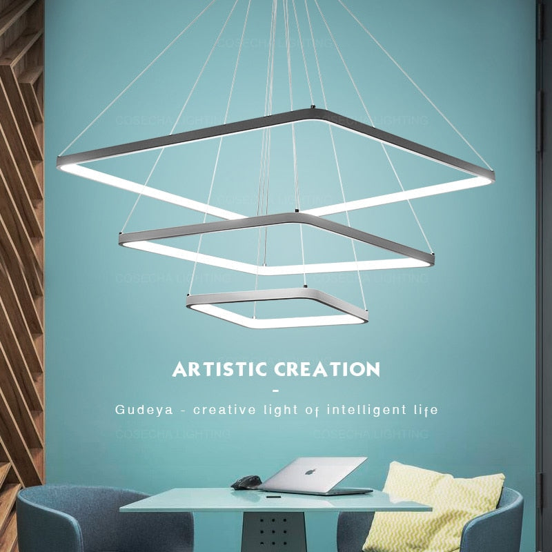 Modern Square Pendant Light DIY Creative Suspension Chandelier