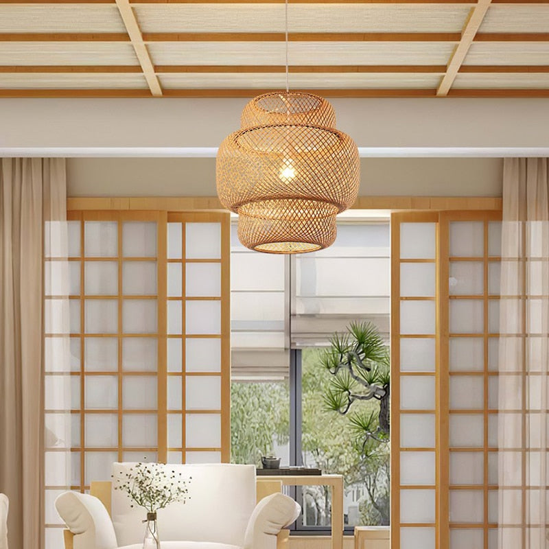 Hand-Woven Bamboo Pendant Light