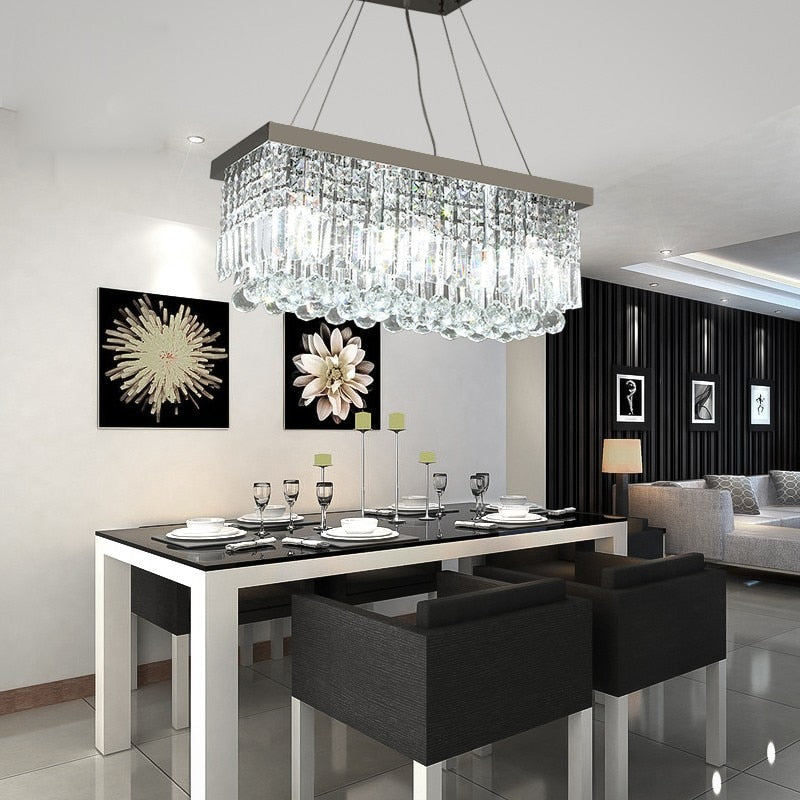 Modern Rectangular Crystal Chandelier