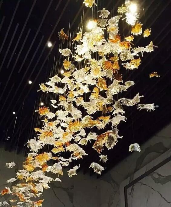 Maple Leaf Pendant Light Glass Chandelier