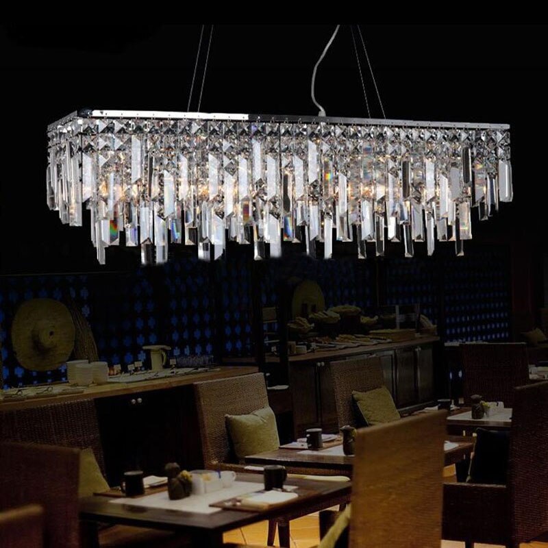 Lighting Modern Crystal Pendant Light Chrome Rectangle Pendant Light Guaranteed 100% (L80cm W20cm H25cm)