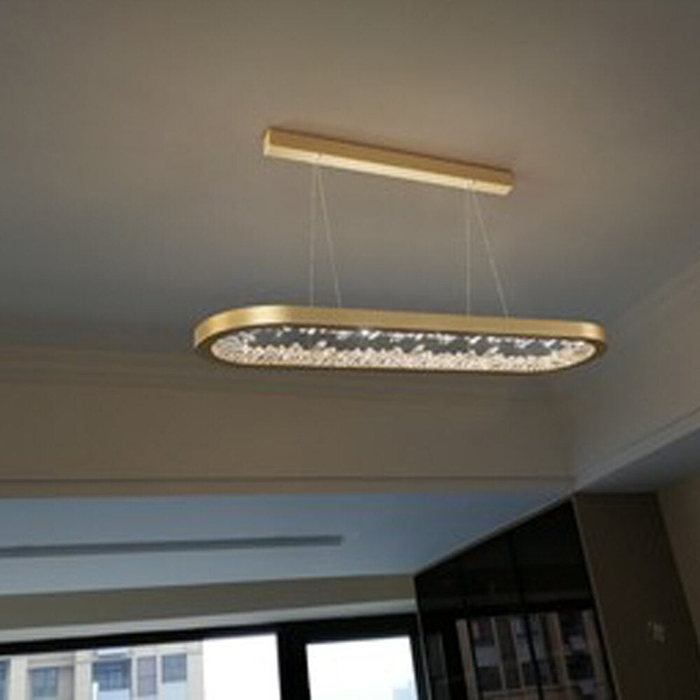 Oval Design Modern LED Chandelier Crystals Living Lighting Dimmable Dining Room Hanglampe