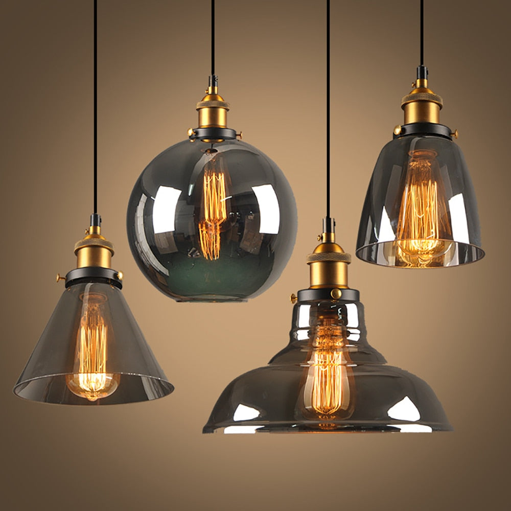 Industrial Retro Smoky Glass Vintage Pendant Lights