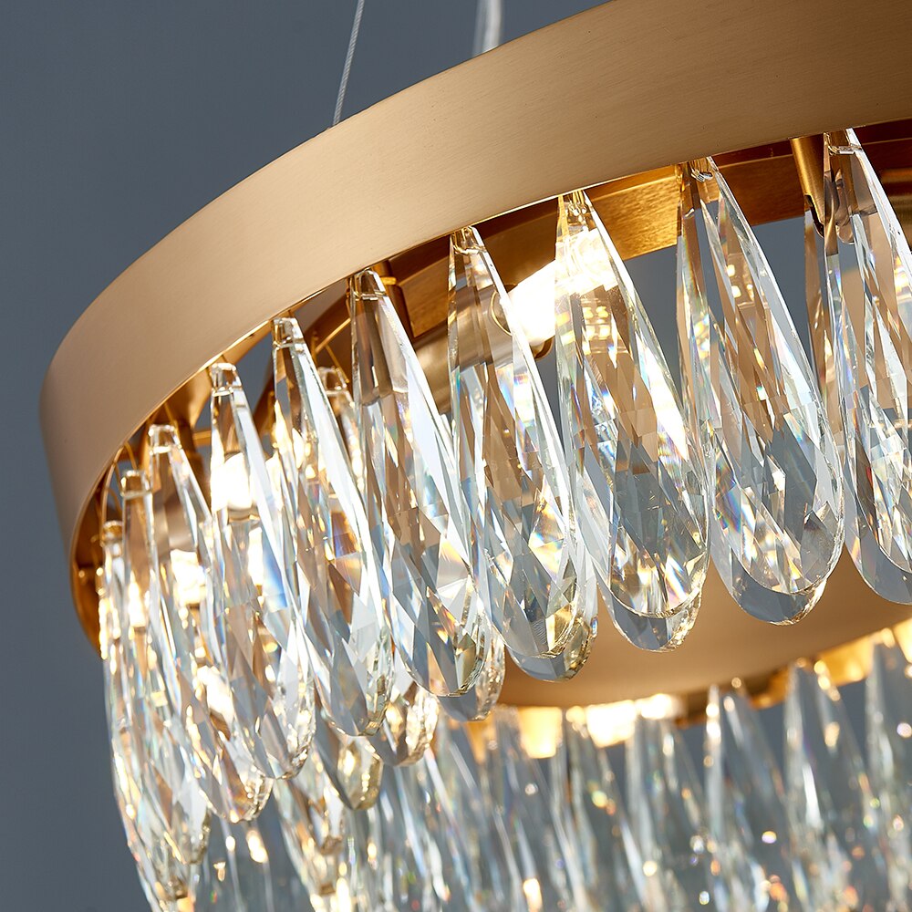 Modern Oval LED Crystal Chandelier Lighting For Dining Room Luxury Gold Indoor Lustre Kitchen Home