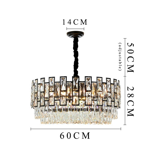 Modern Crystal Chandelier For Living Room Dining Room Black Light Round Lustre Led Chandeliers