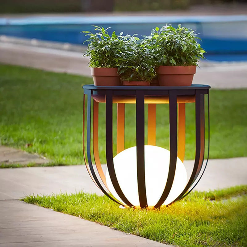 Outdoor Terrace Flower Stand Lamp